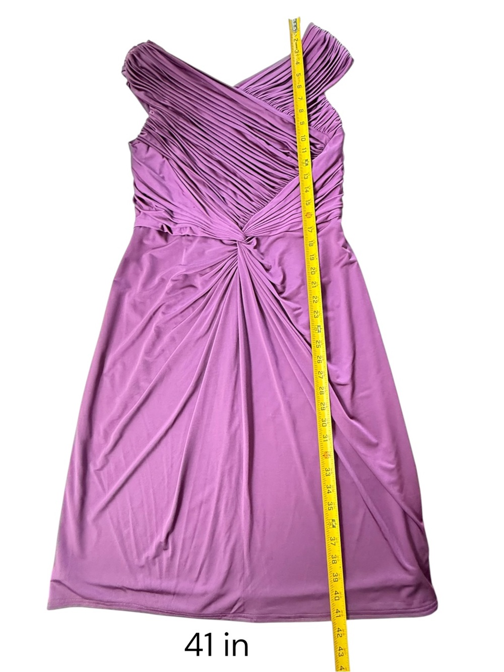 Tadashi Shoji Sleeveless Sheath Dress Women XL Purple Pleated Ruched Twist - Picture 10 of 13